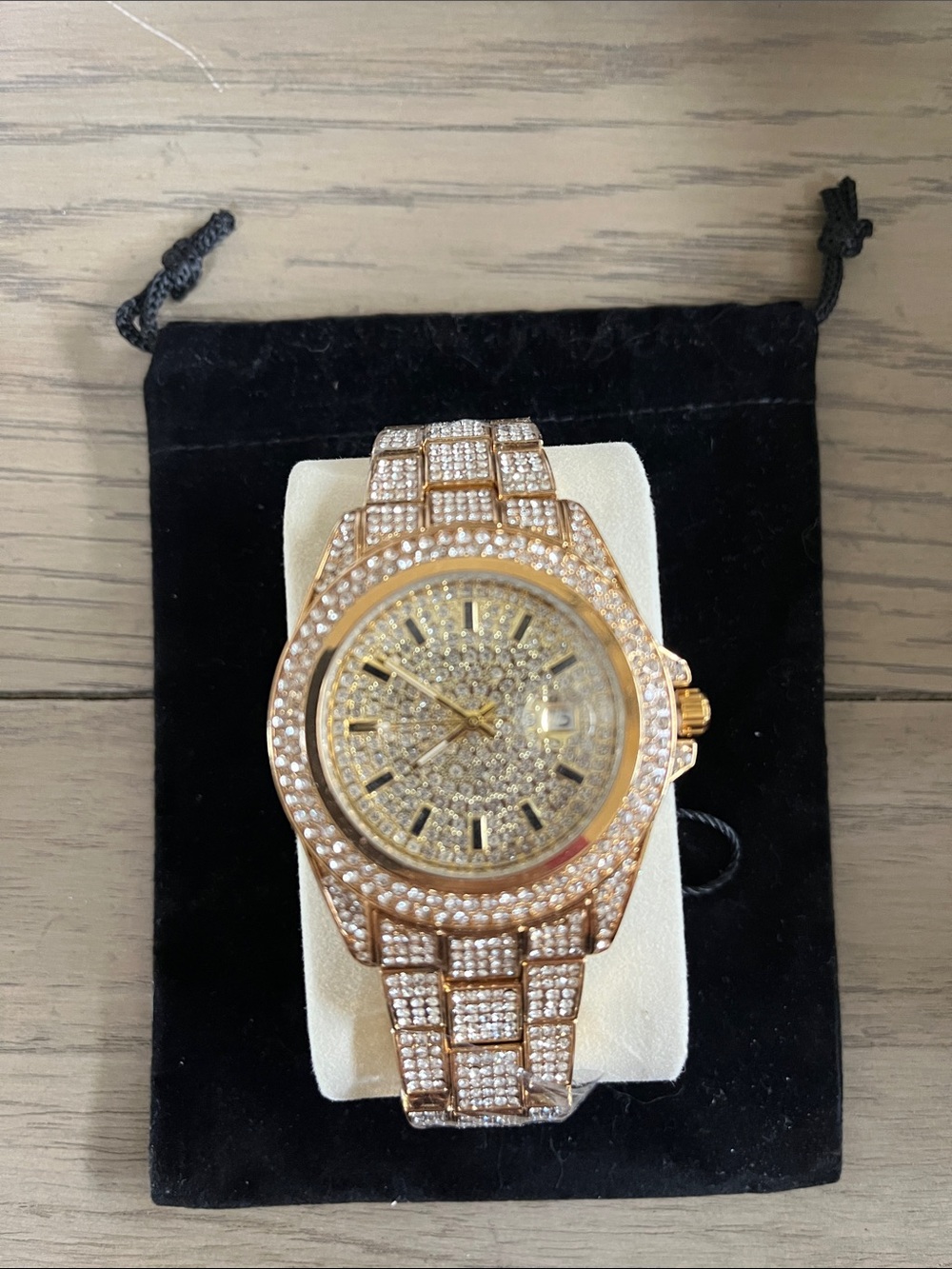 Gold Tone Crystal-Embellished Watch